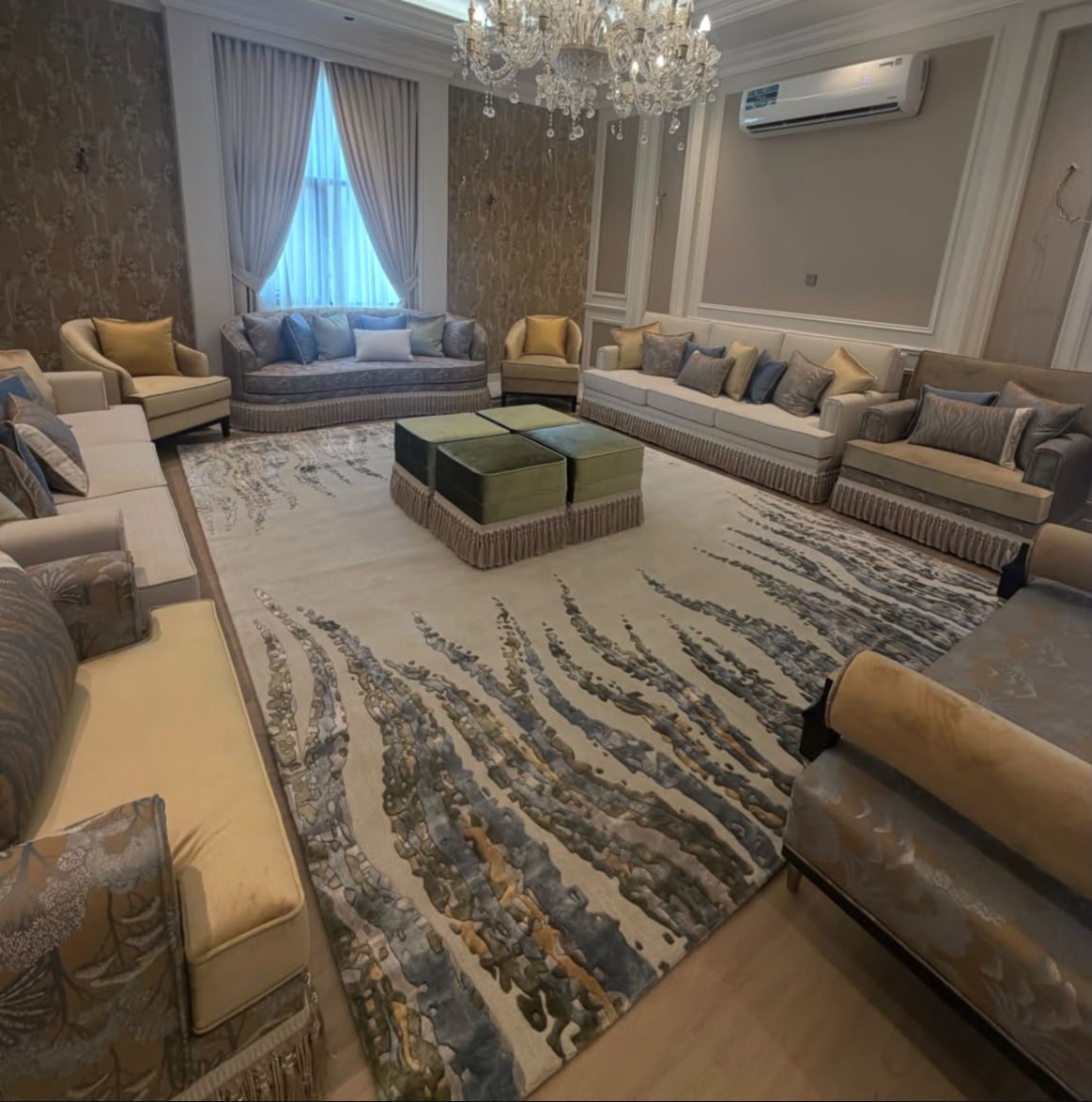 Large abstract carpet in a formal reception room
